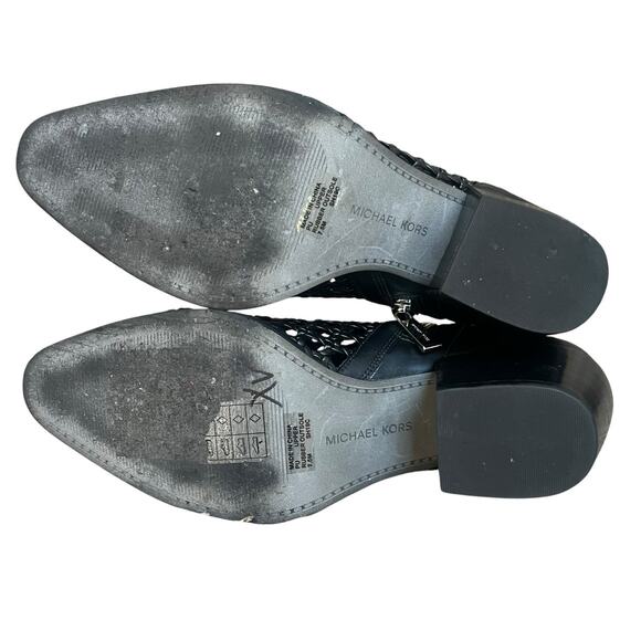 Michael Kors Black Augustine Woven Ankle Boots Size 7.5 Open Weave - Picture 14 of 15